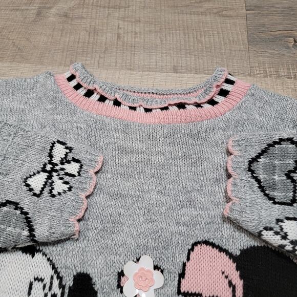 VTG 90s Mickeys Stuff for Kids Scalloped Sweater "Love" Minnie Pink Heart Print - Picture 3 of 8